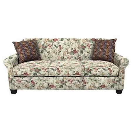 Casual Rolled Arm Sofa With Accent Pillows